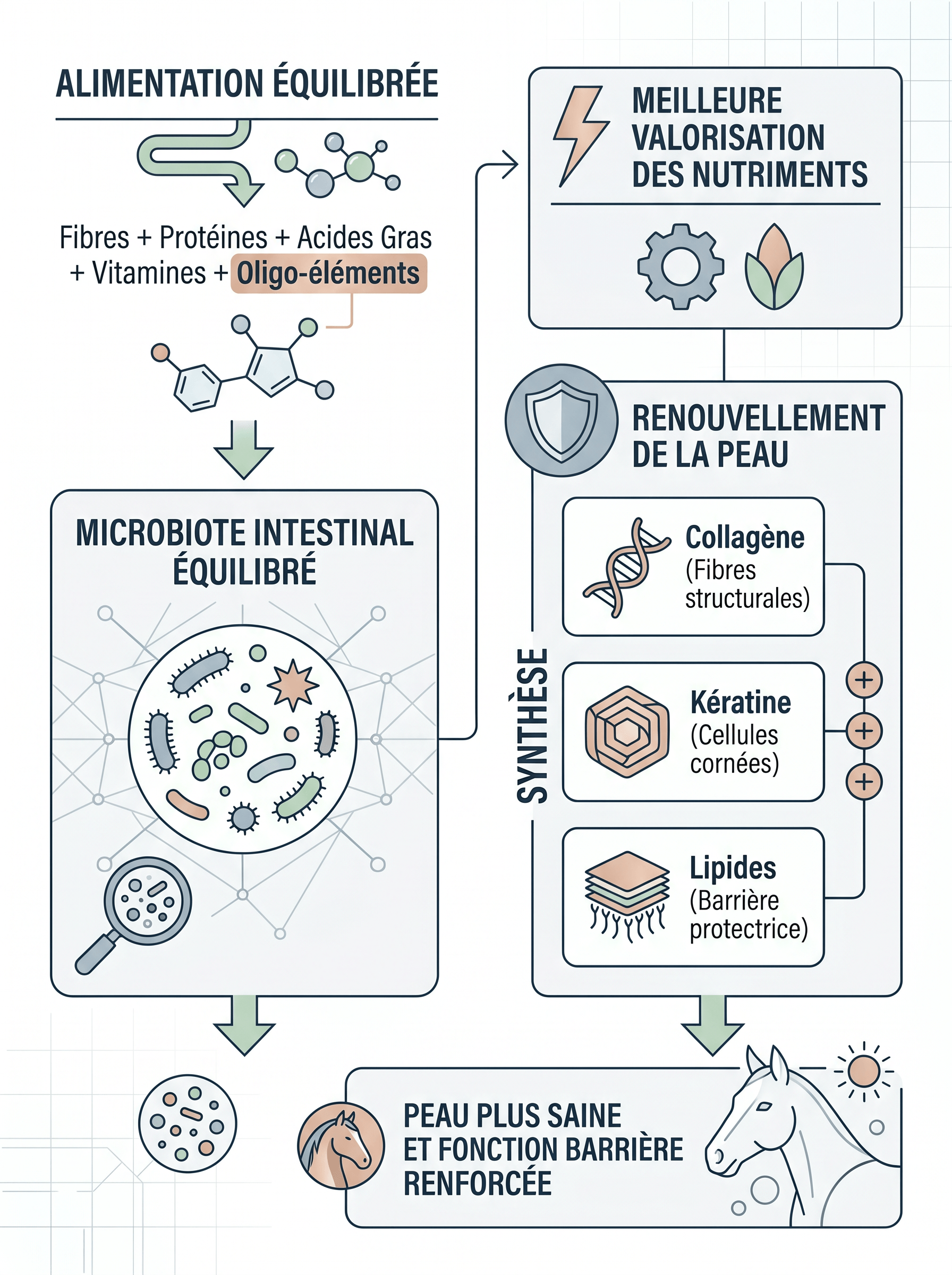 Effet du microbiote sur la beau du cheval
